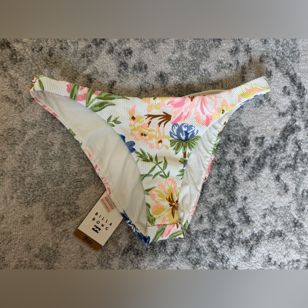 Billabong Floral Bikini Bottom with Blue and Pink Accents